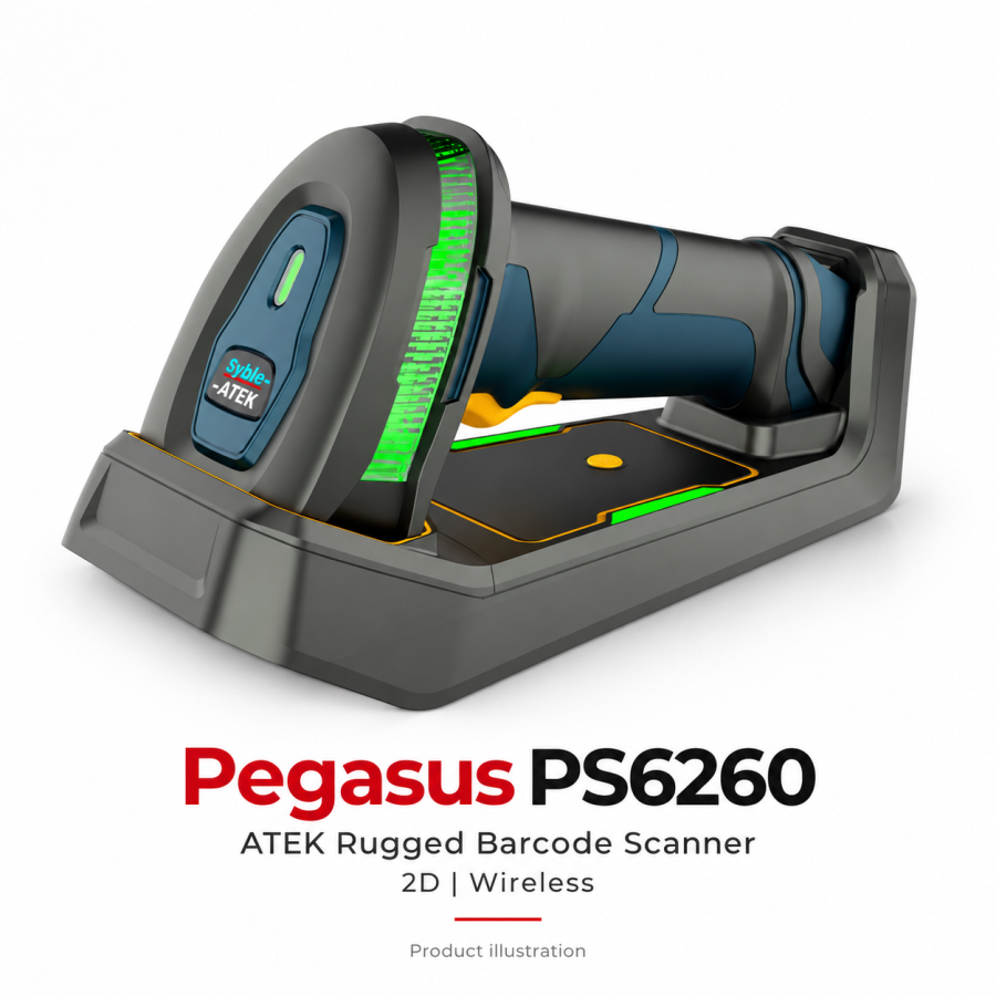 Pegasus PS6260 -ATEK Rugged Barcode Scanner,2D,Wireless